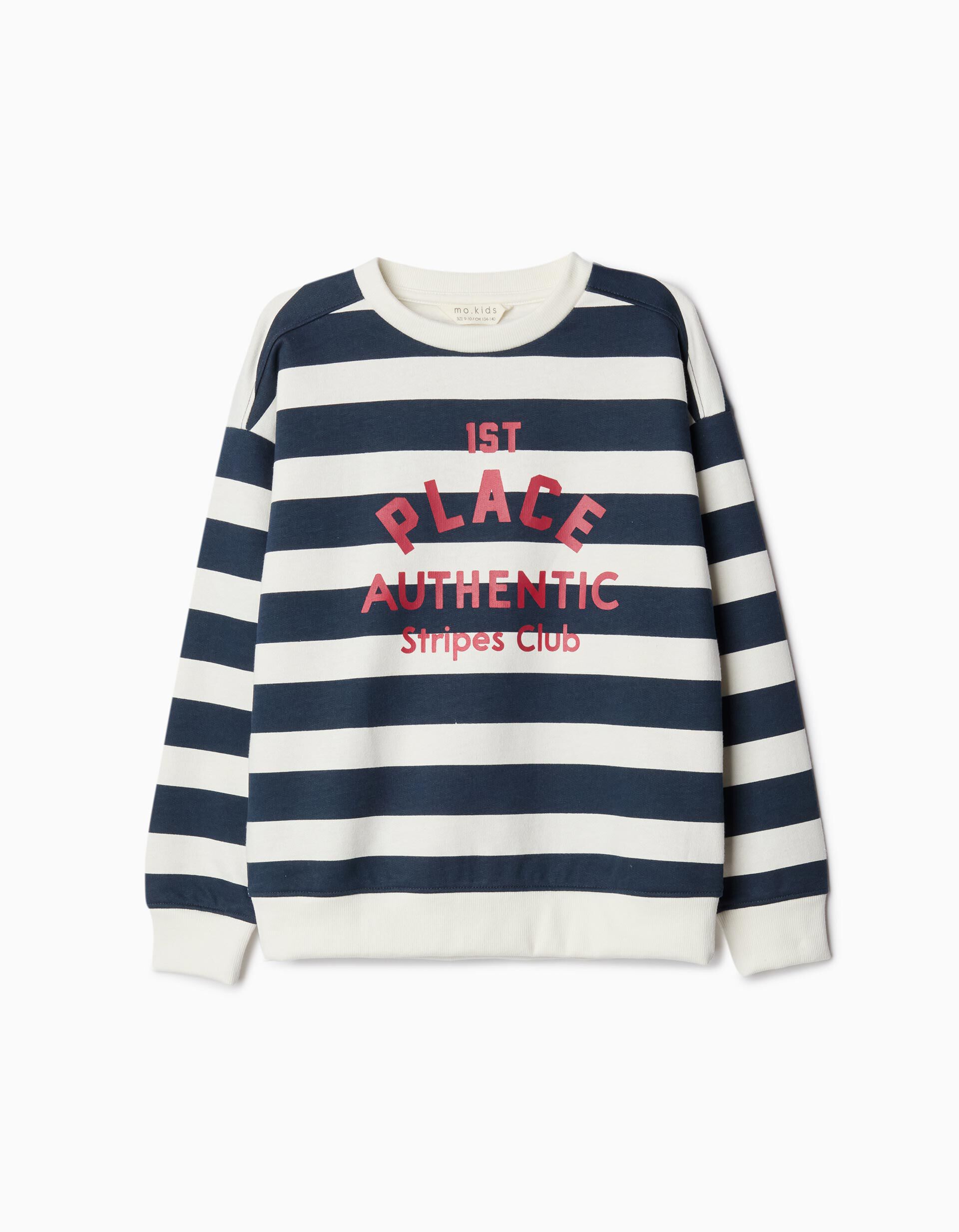 Comprar Online Sweatshirt Riscas, Menino, Azul Escuro 