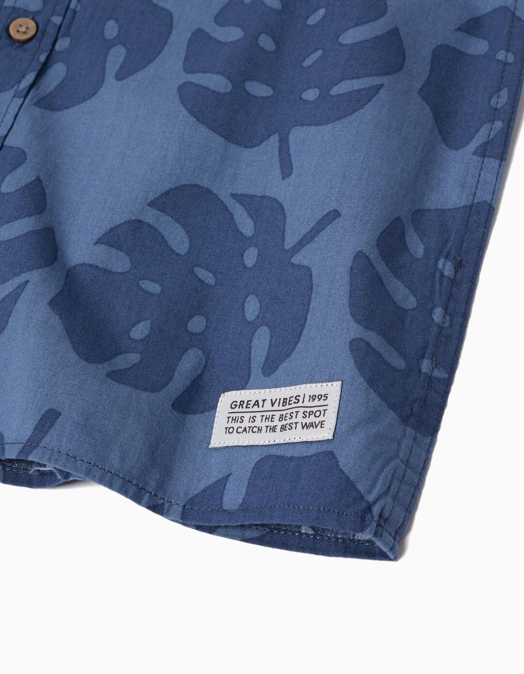 Camisa Print Tropical, Menino, Azul