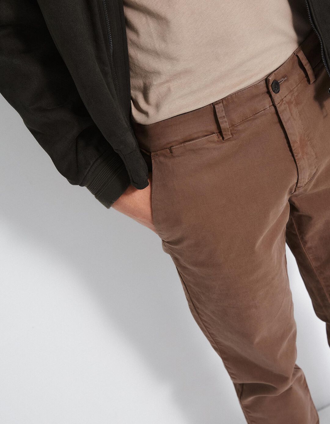 Calças Chino Slim, Homem, Castanho