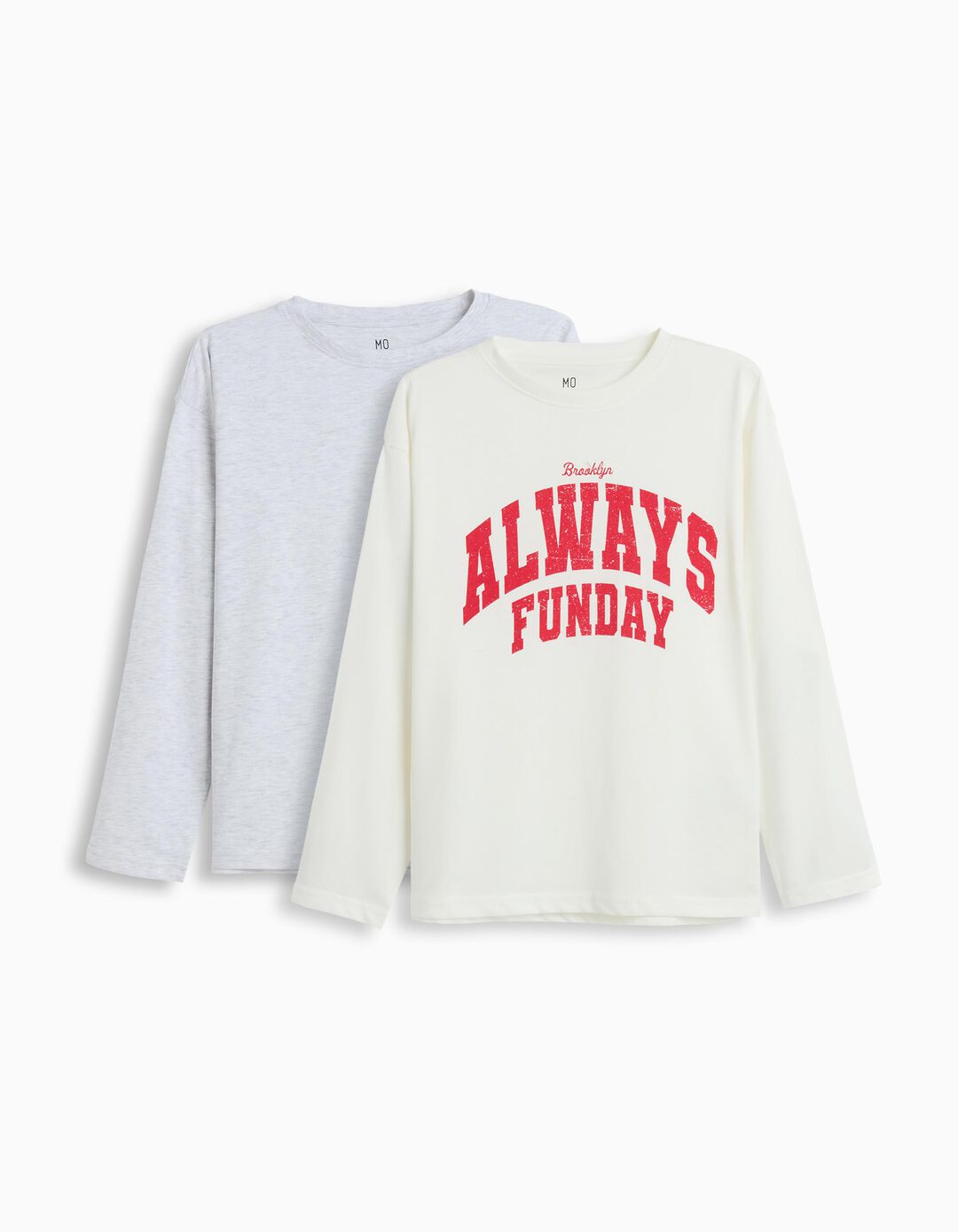 Pack 2 T-shirts Manga Comprida, Menino, Branco