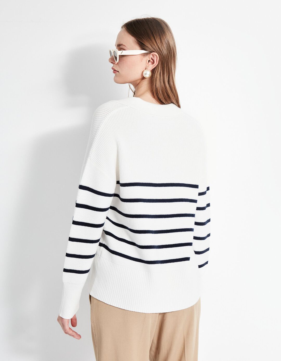 Camisola de Malha Polo, Mulher, Bege Claro