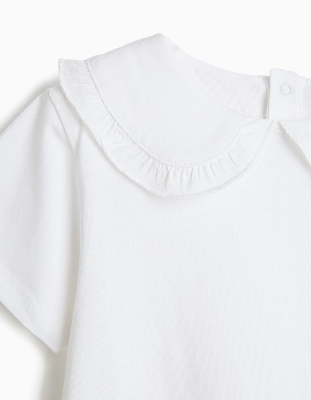 T-shirt Com Gola, Menina, Branco