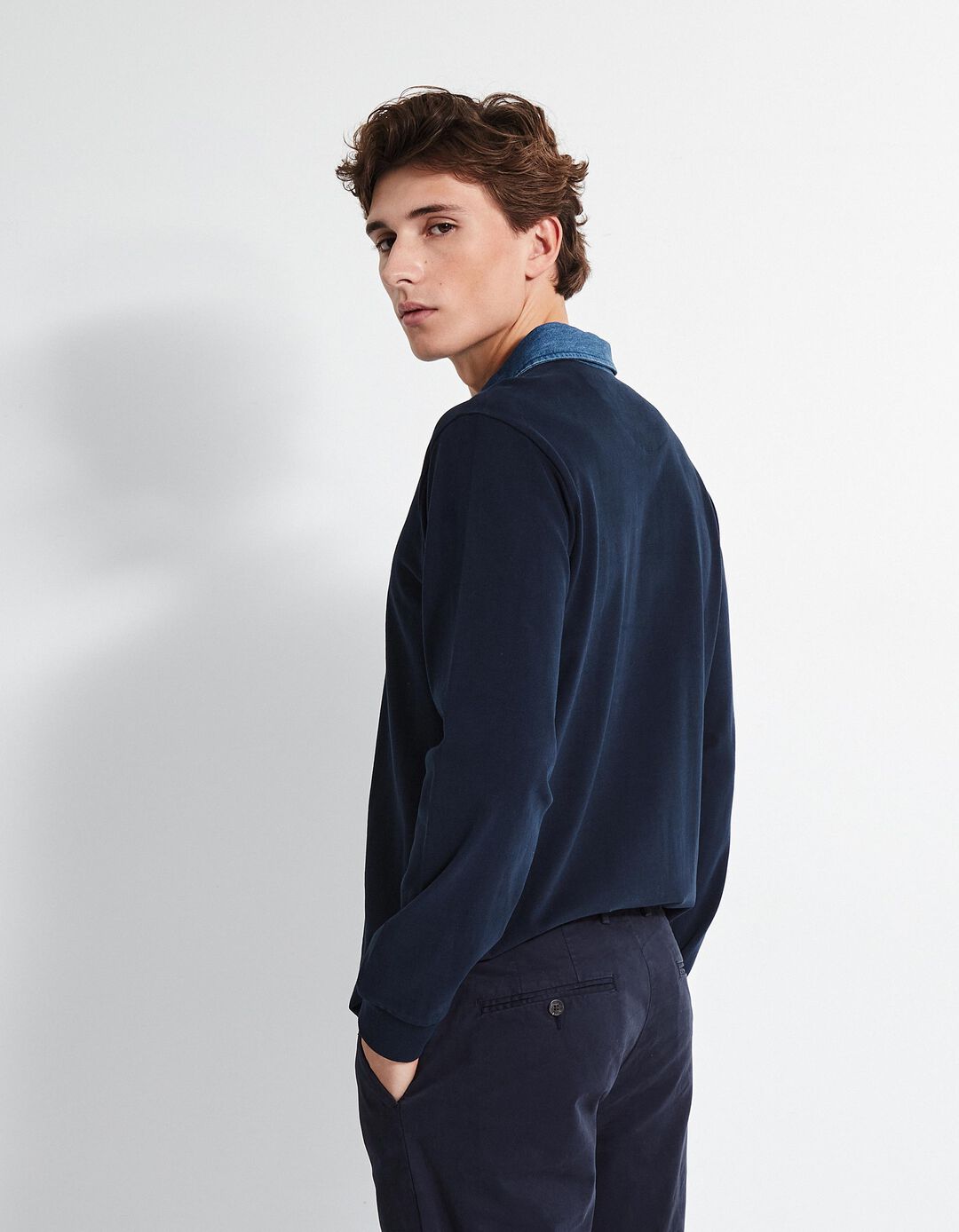 Calças Chino Slim, Homem, Azul Escuro