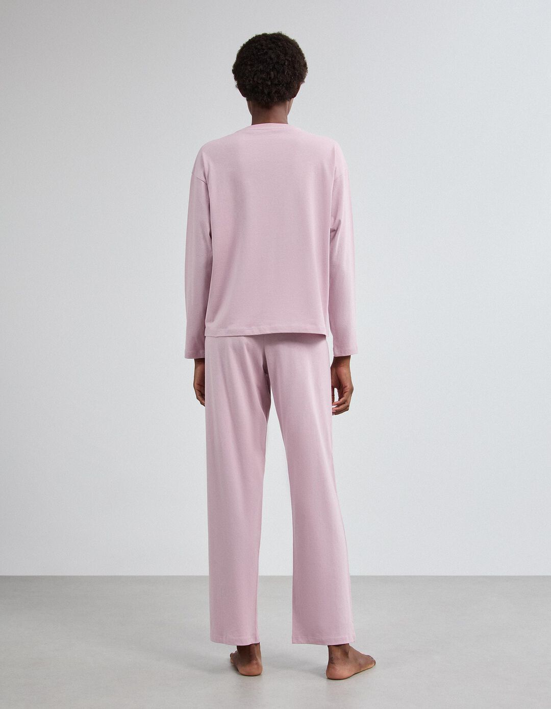 Pijama Jersey Estampado, Mulher, Rosa Claro
