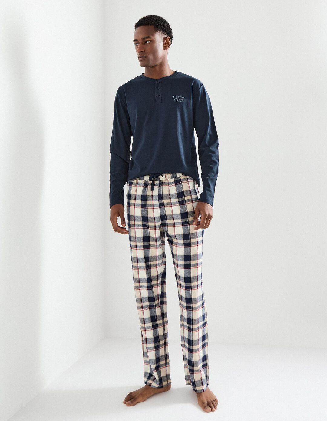 Pijama Xadrez, Homem, Azul Escuro