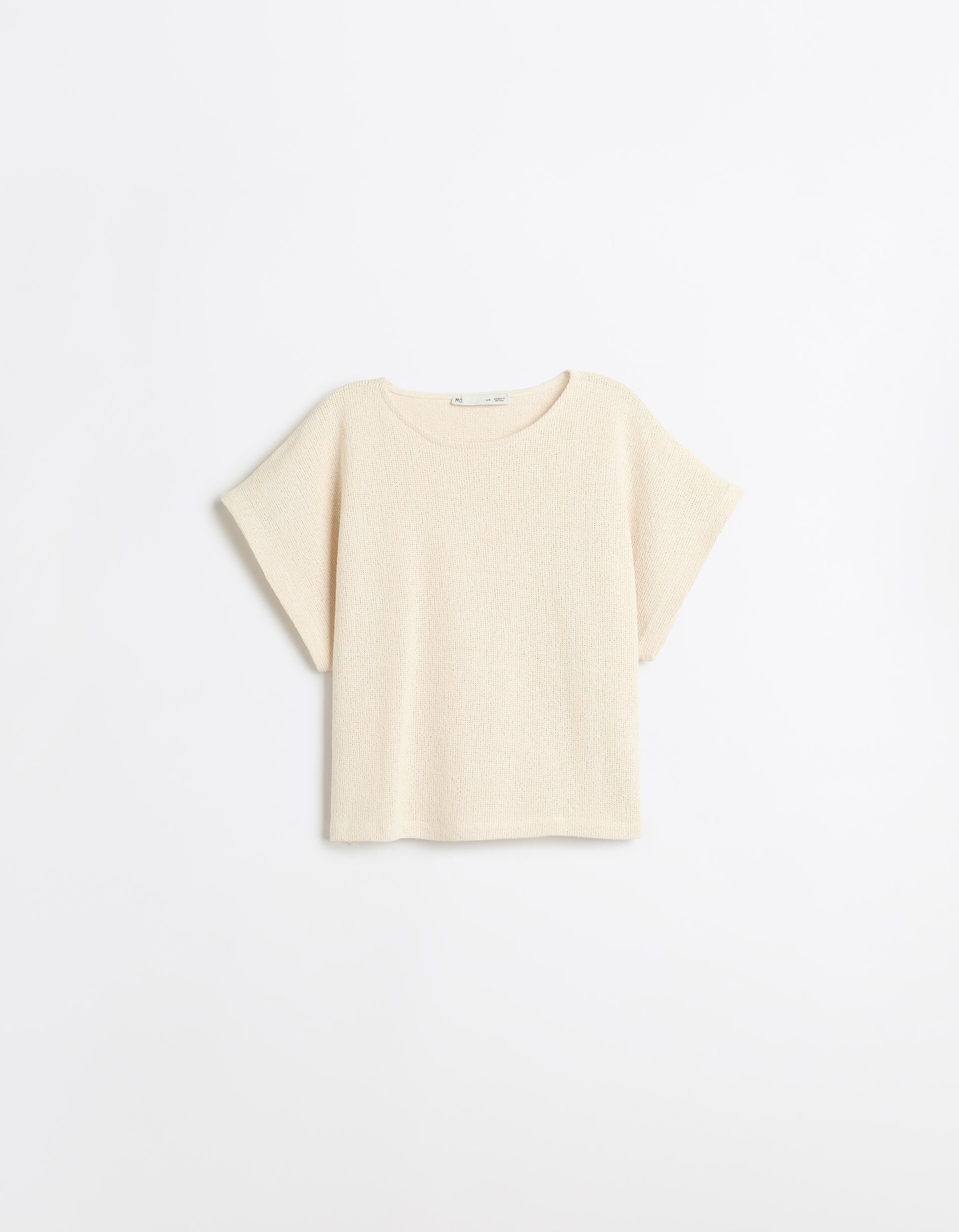 Comprar Online T-shirt Em Malha R&uacute;stica, Mulher, Bege Claro