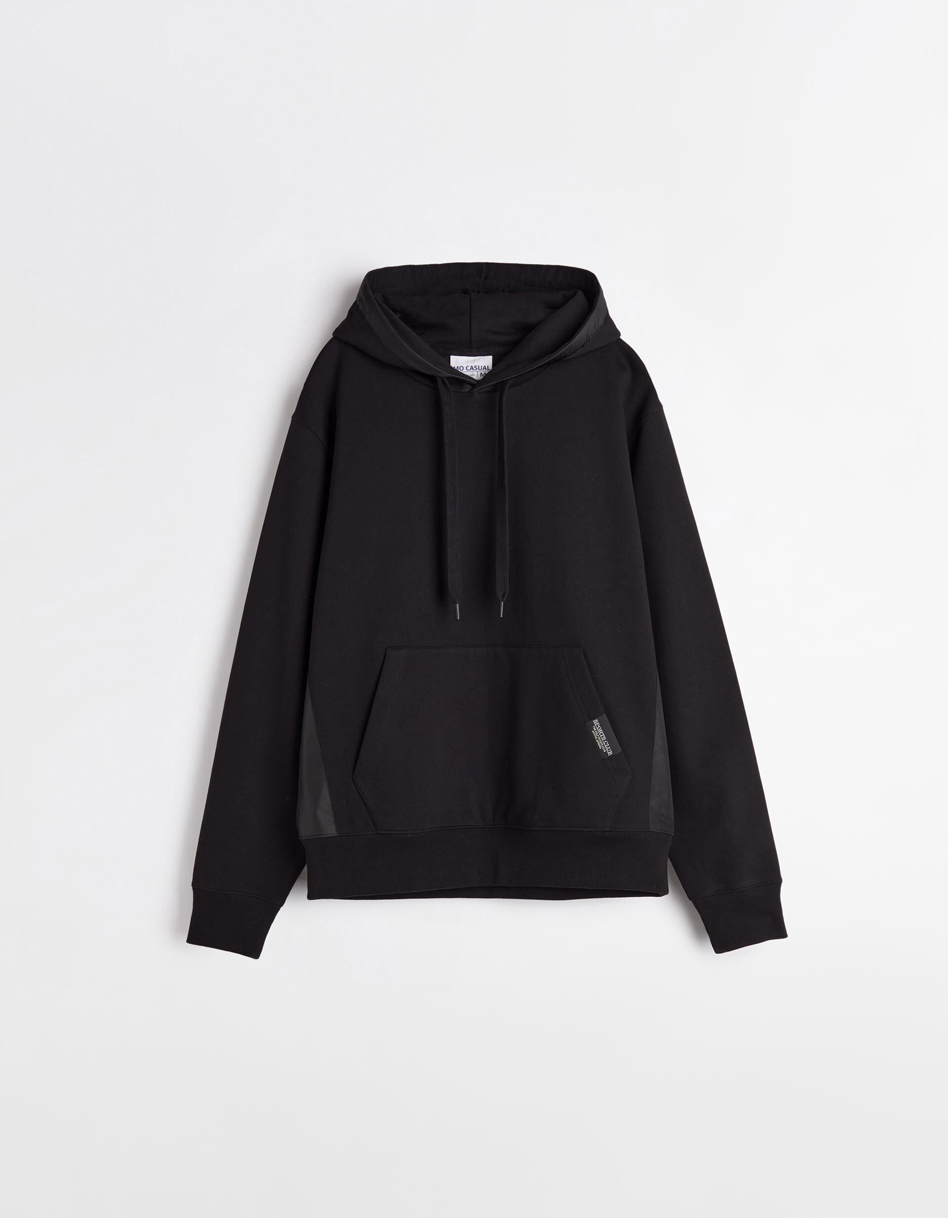 Comprar Online Sweatshirt de Felpa Detalhes Nylon Capuz, Homem,Preto