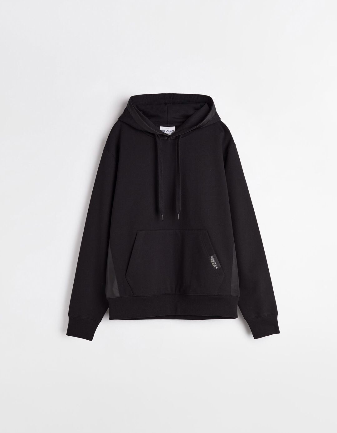 Sweatshirt de Felpa Detalhes Nylon Capuz, Homem,Preto