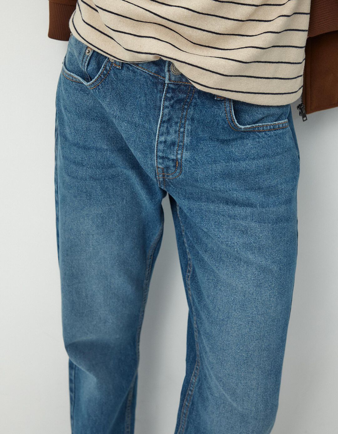 Calças de Ganga Straight Fit, Homem, Azul