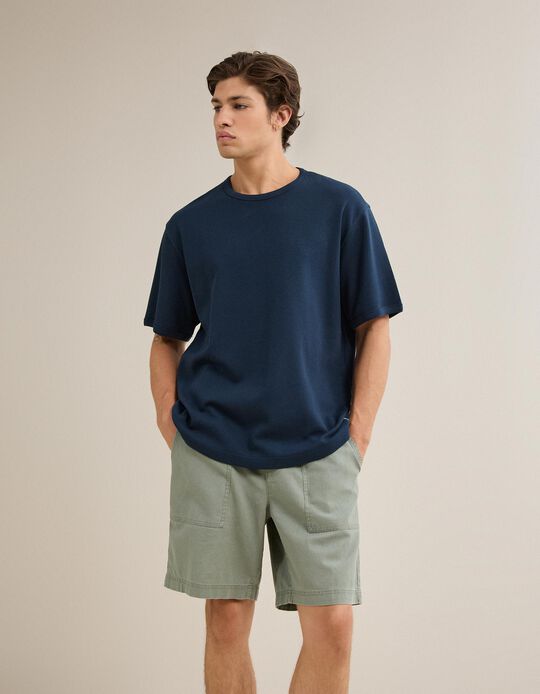 Comprar Online T-shirt Waffle, Homem, Azul Escuro