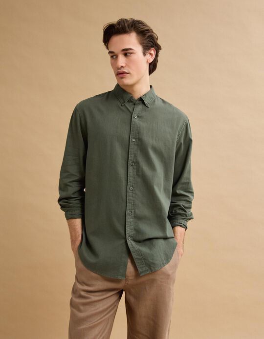 Comprar Online Camisa com Linho, Homem, Verde Escuro