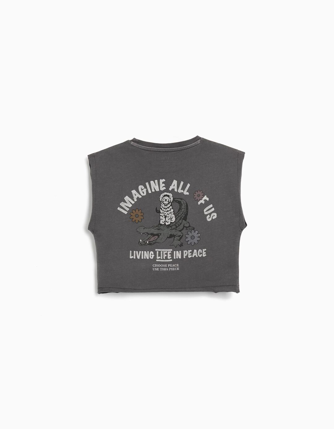 T-shirt sem Mangas 'Peace Language', Menina, Cinzento Escuro
