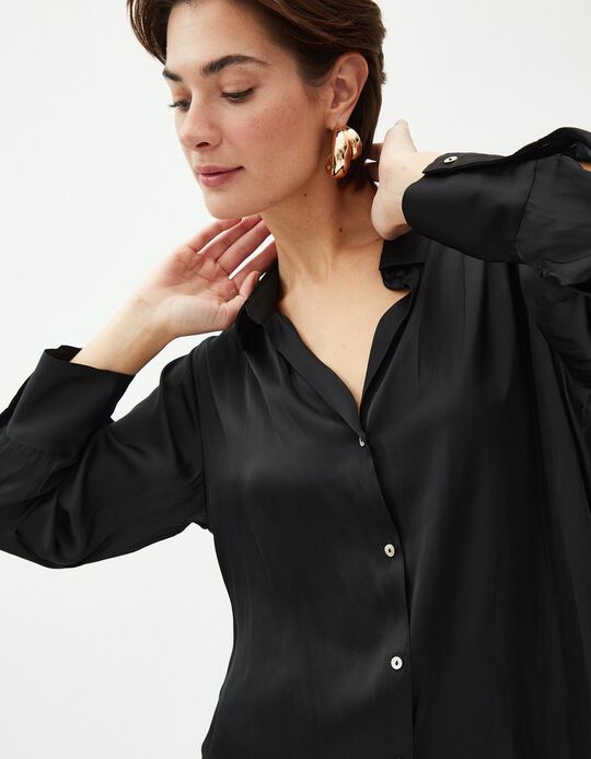 Comprar Online Camisa Acetinado, Mulher, Preto