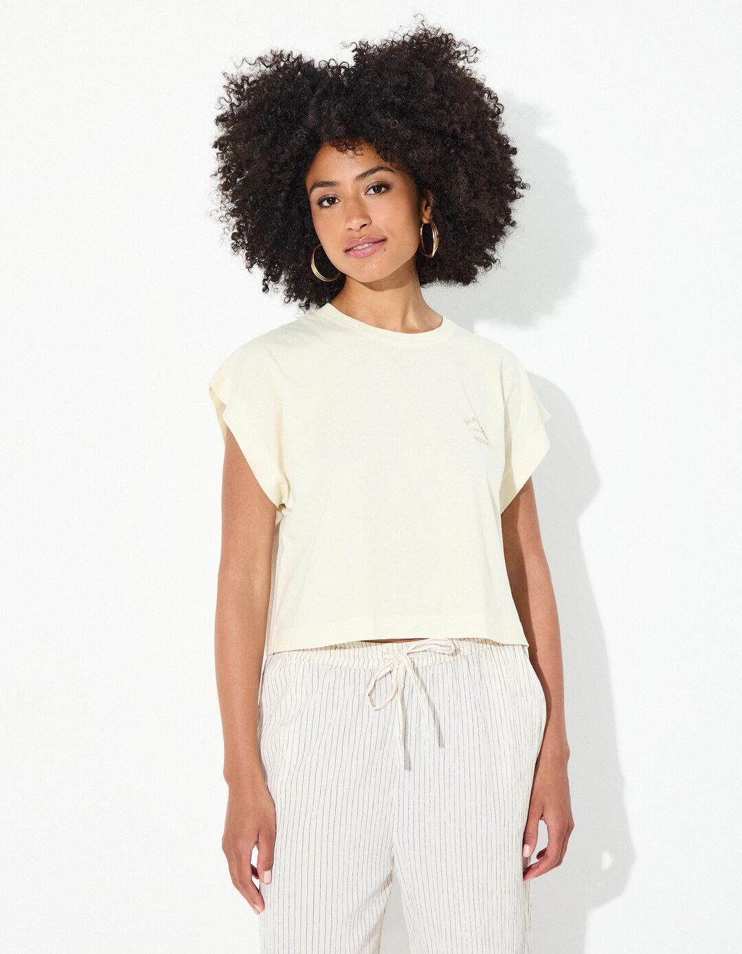 T-shirt, Mulher, Bege Claro 