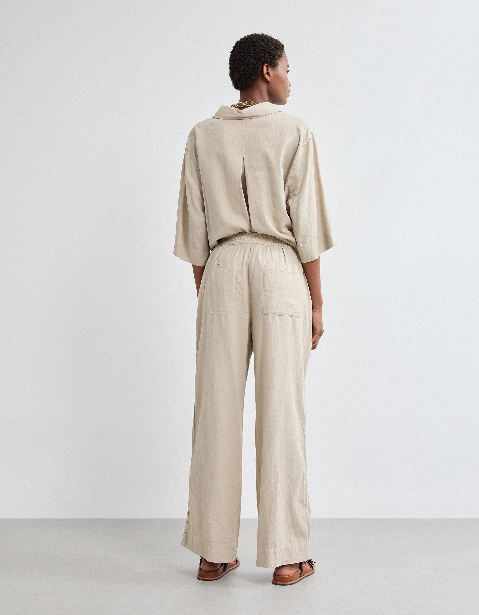 Comprar Online Cal&ccedil;as com Linho, Mulher, Bege