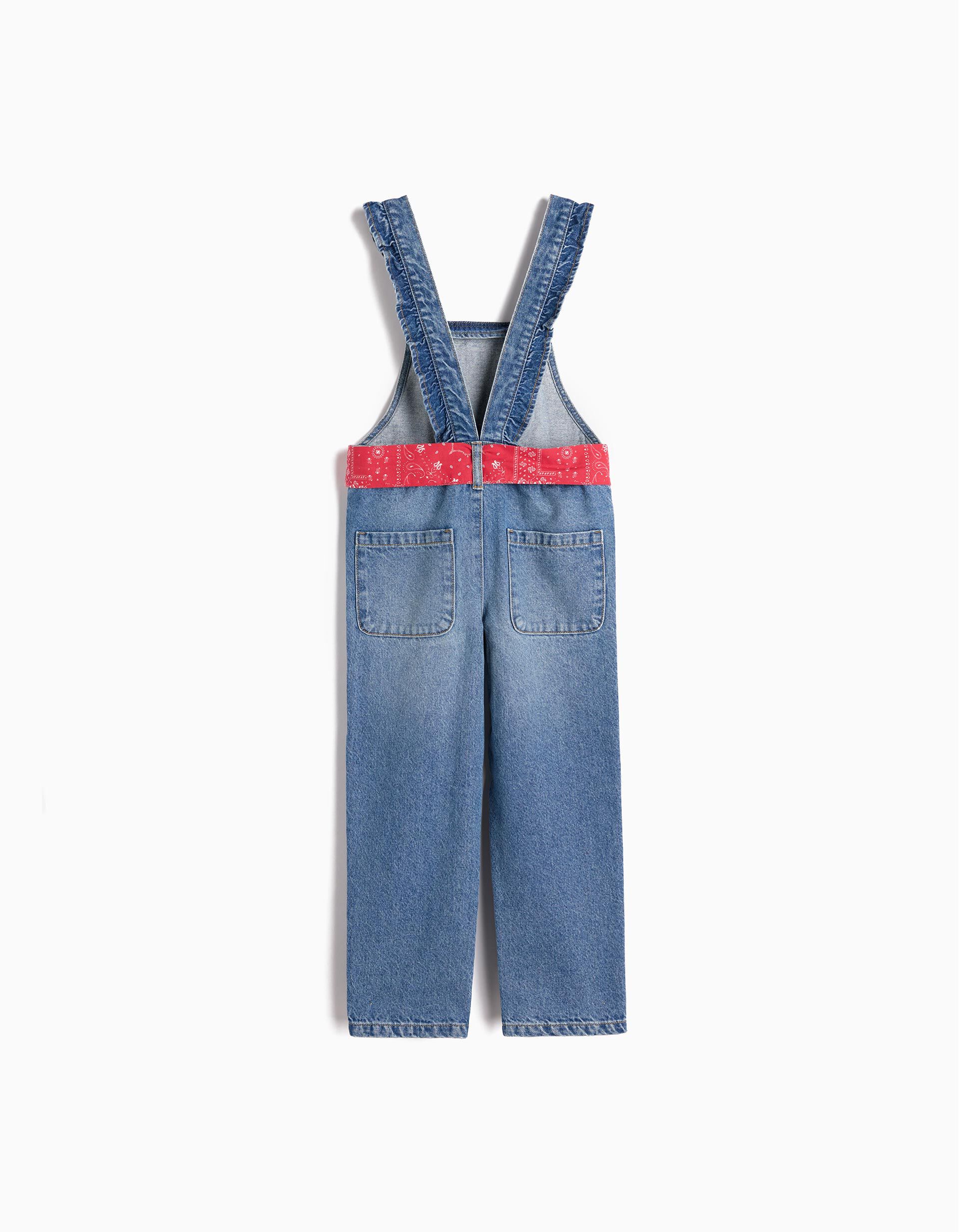 Comprar Online Jardineiras de Ganga com Len&ccedil;o Vermelho, Menina