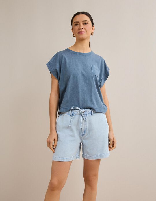 Comprar Online T-shirt Com Bolso, Mulher, Azul Escuro
