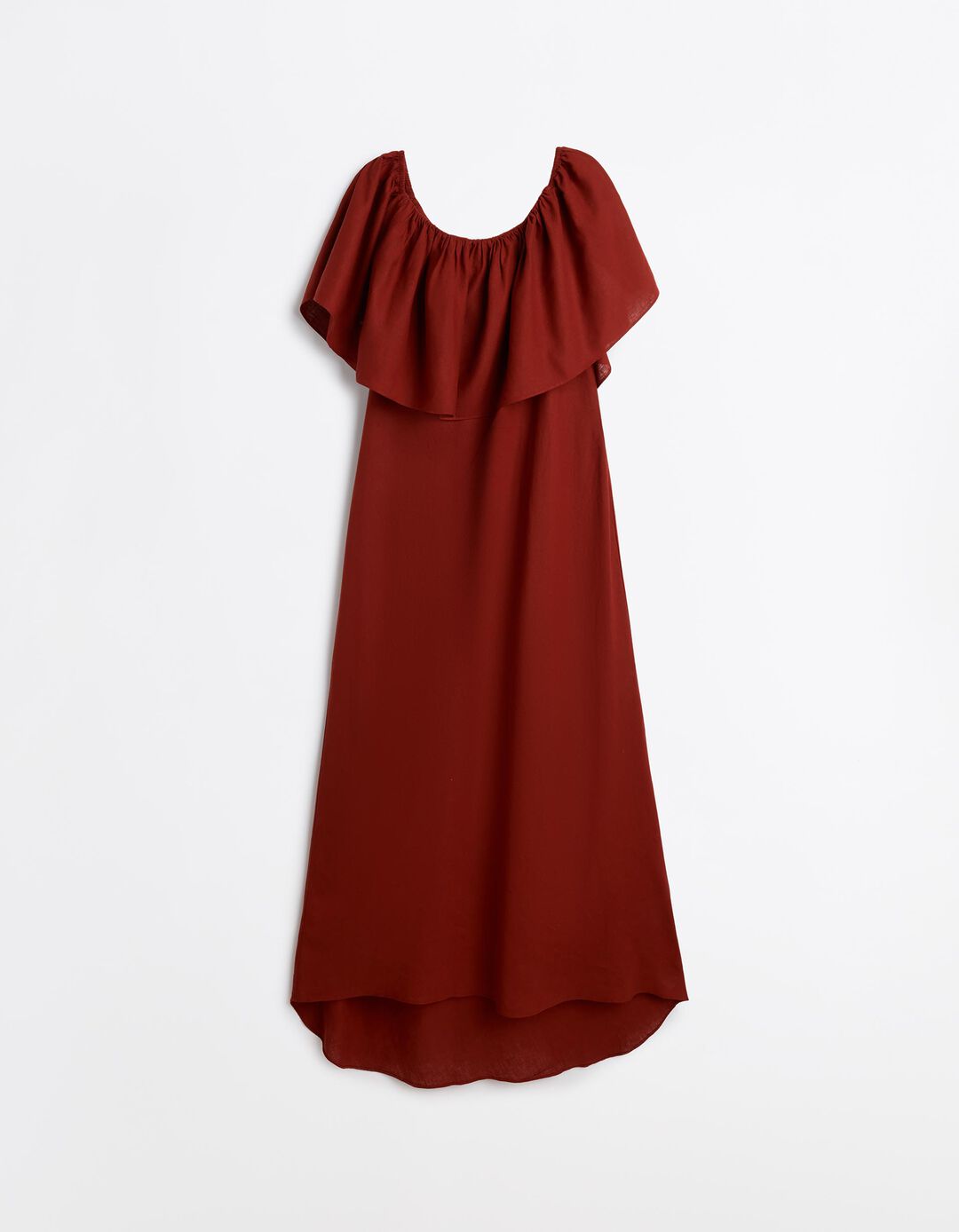 Vestido Com Linho, Mulher, Vermelho Escuro