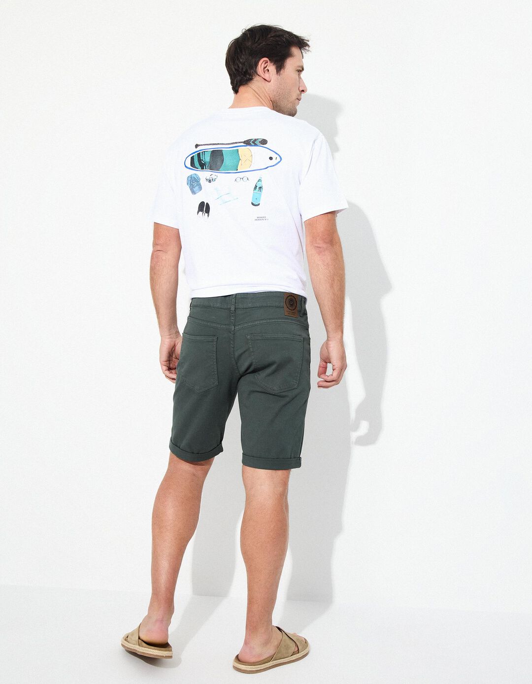 Calções 'Slim fit', Homem, Verde Escuro