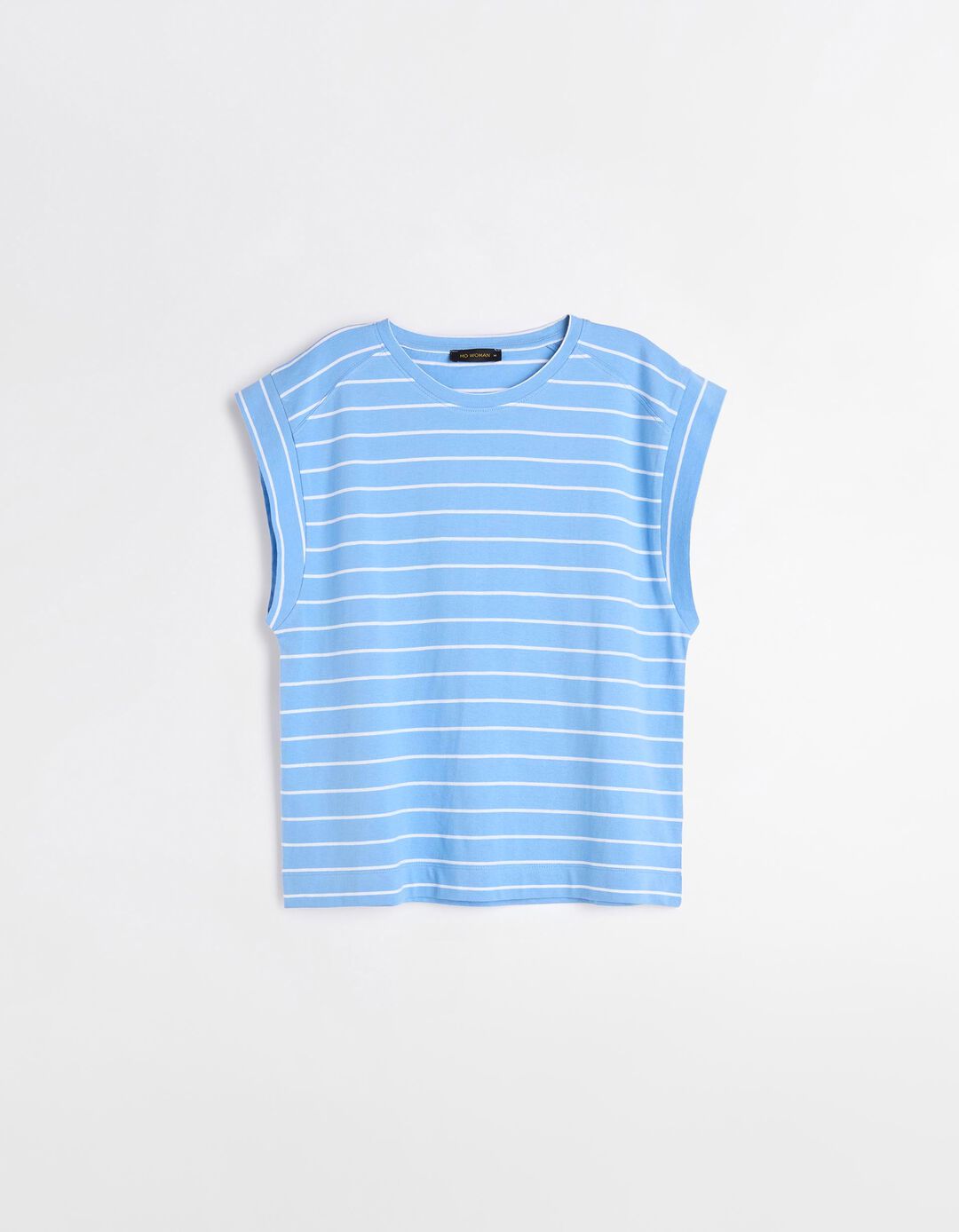 T-shirt às riscas, Mulher, Azul