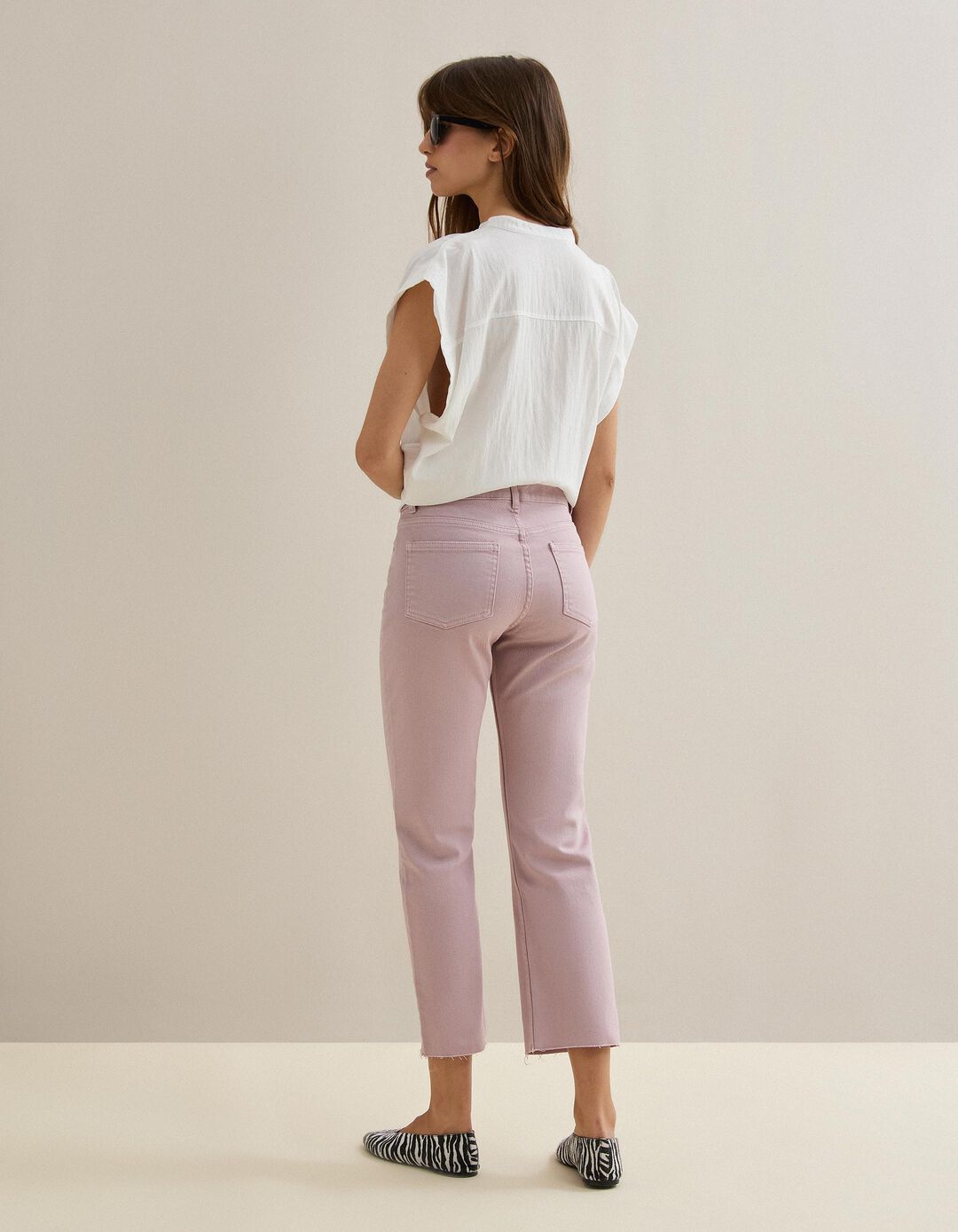 Cal&ccedil;as de Ganga 'Straight Cropped', Mulher, Rosa