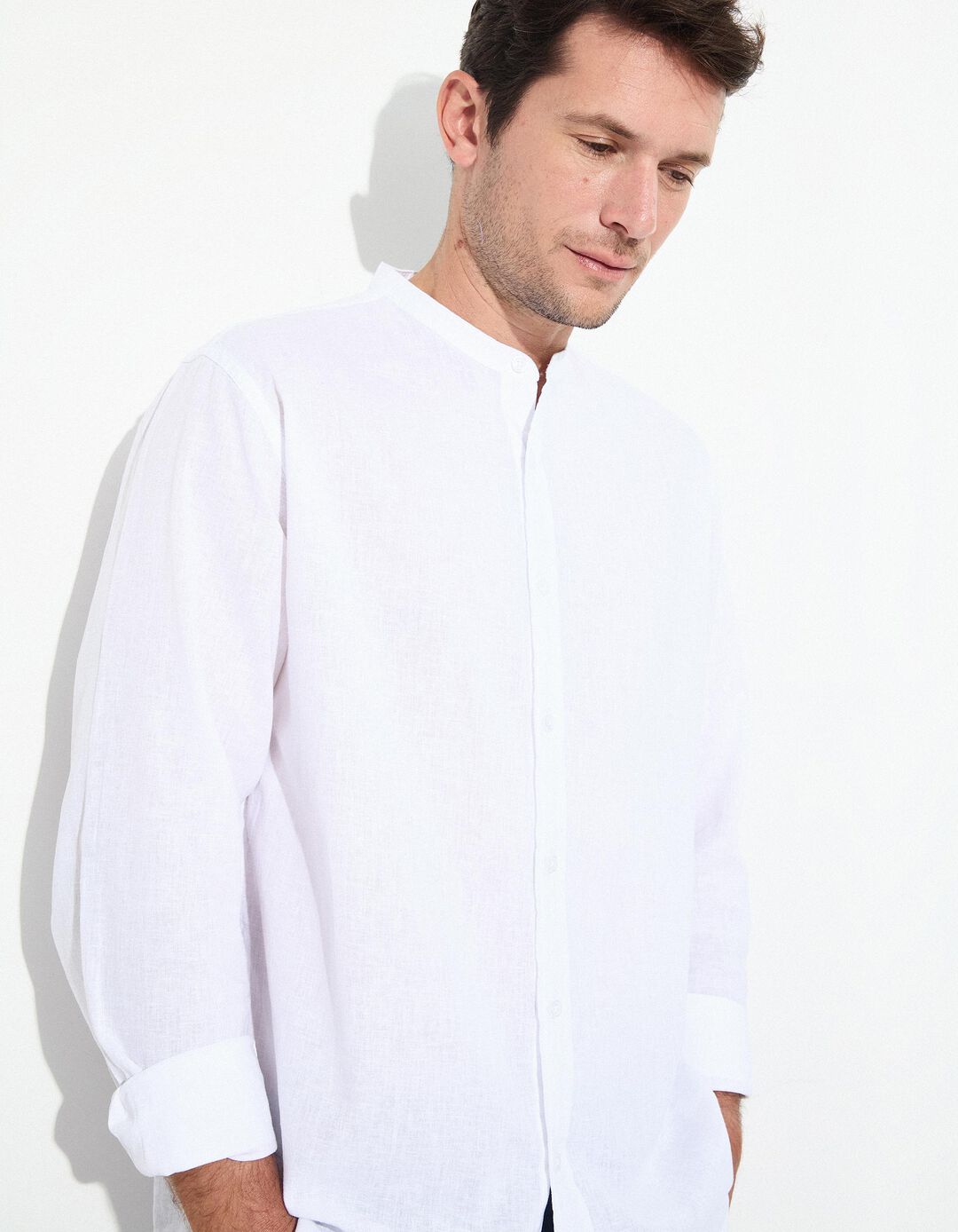 Camisa com Linho, Homem, Branco