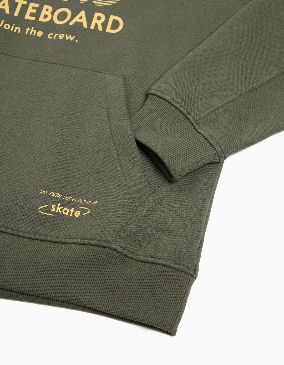 Sweatshirt Capuz Estampado, Menino, Verde Escuro