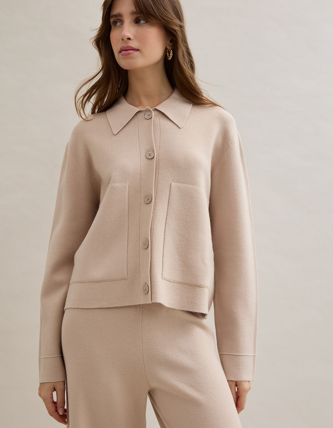 Casaco de Malha, Mulher, Bege Claro