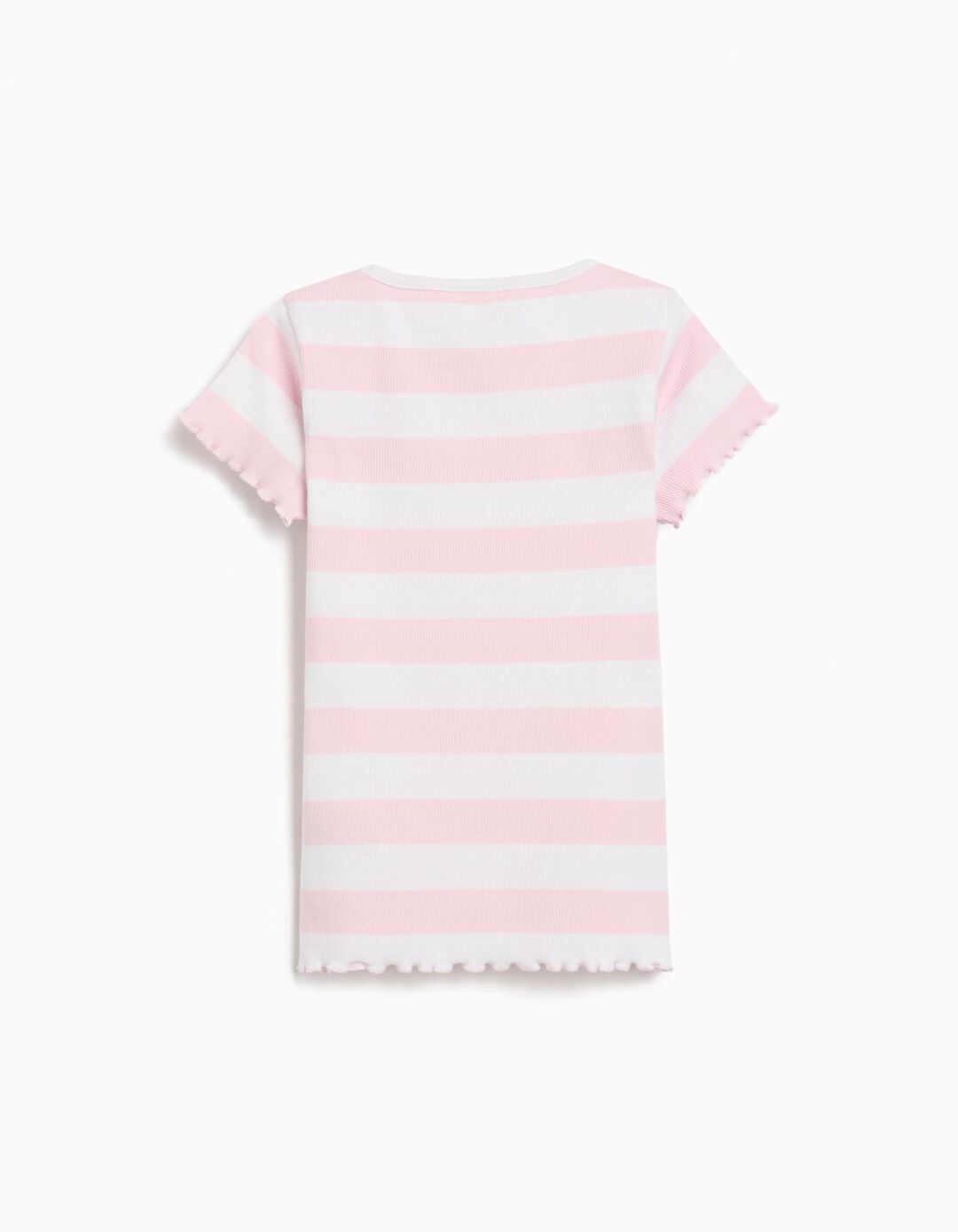 T-shirt Riscas, Menina, Rosa Claro 