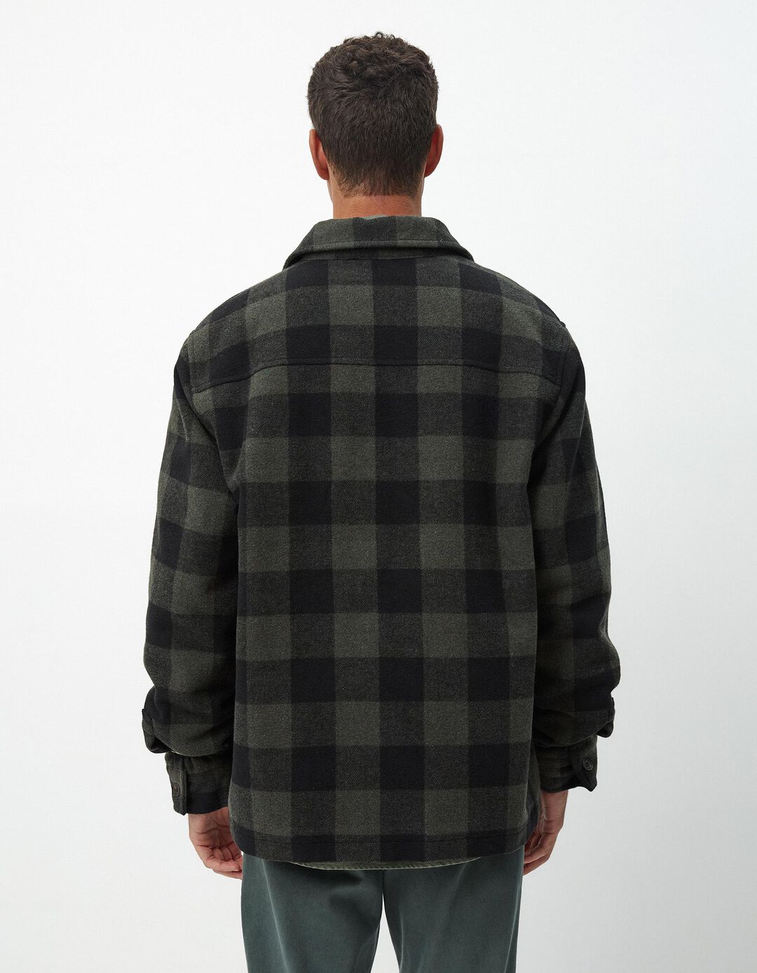 Sobrecamisa Mistura de Lã, Homem, Verde Escuro