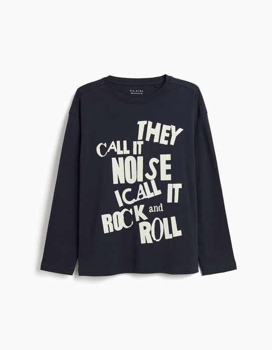 Comprar Online T-shirt de Manga Comprida Estampado, Menino, Azul Escuro