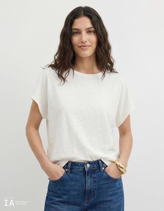 Comprar Online T-shirt, Mulher, Bege Claro