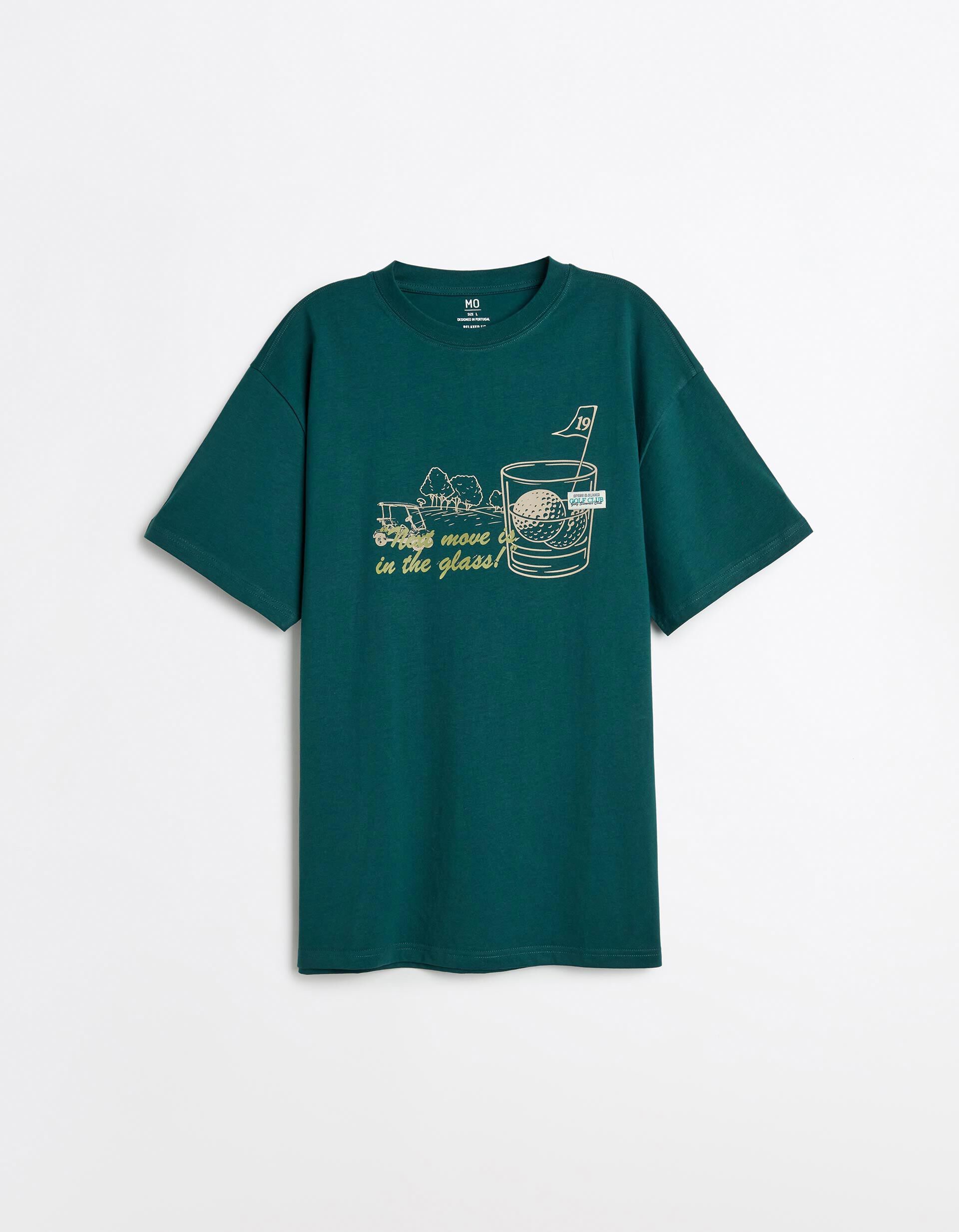 Comprar Online T-shirt Jersey Estampada, Homem, Verde Escuro