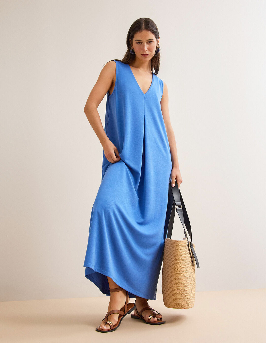 Vestido Comprido, Mulher, Azul 