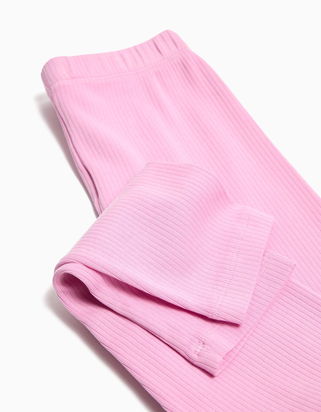 Leggings Malha Canelada, Menina, Rosa