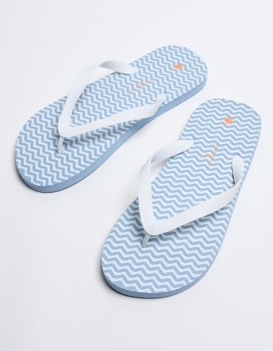 Comprar Online Chinelos com Padrão Ondas, Mulher, Azul Claro 