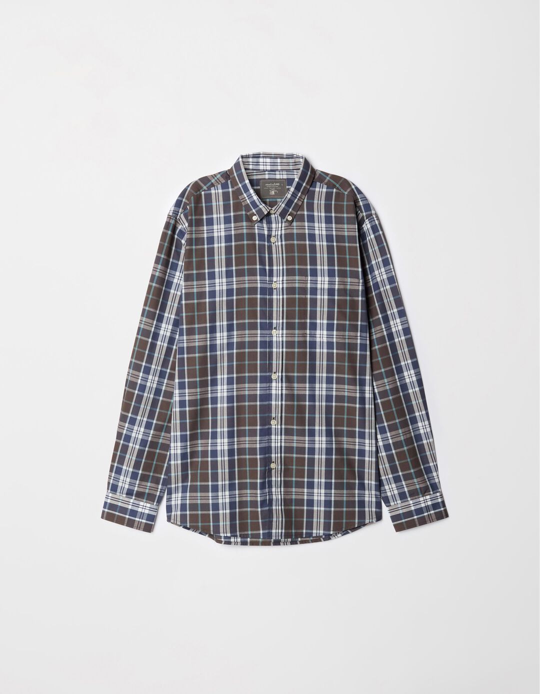 Camisa de Manga Comprida Popelina Xadrez, Homem, Verde Escuro