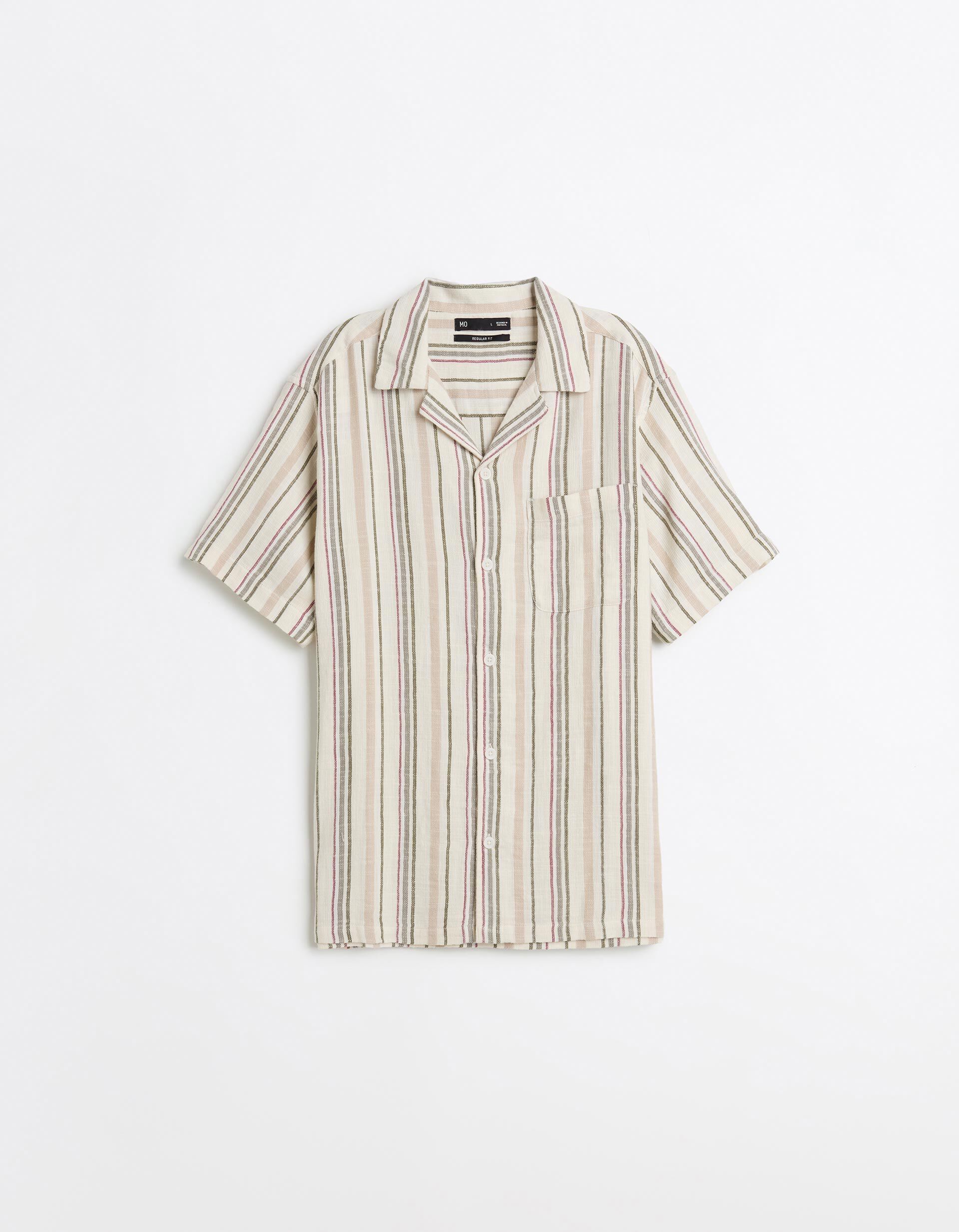 Comprar Online Camisa Riscas, Homem, Bege