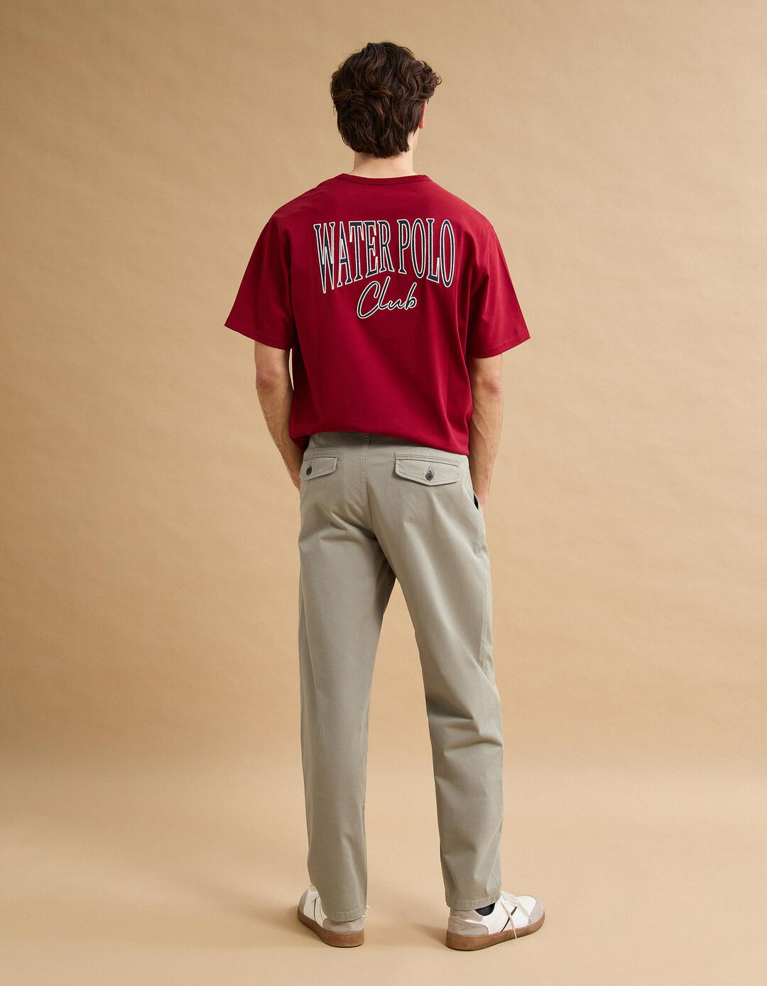 Cal&ccedil;as Chino 'Straight Fit', Homem, Bege Claro