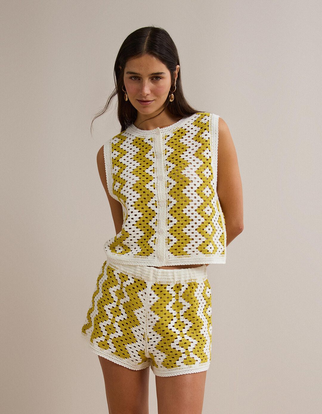 Colete Crochet, Mulher, Amarelo