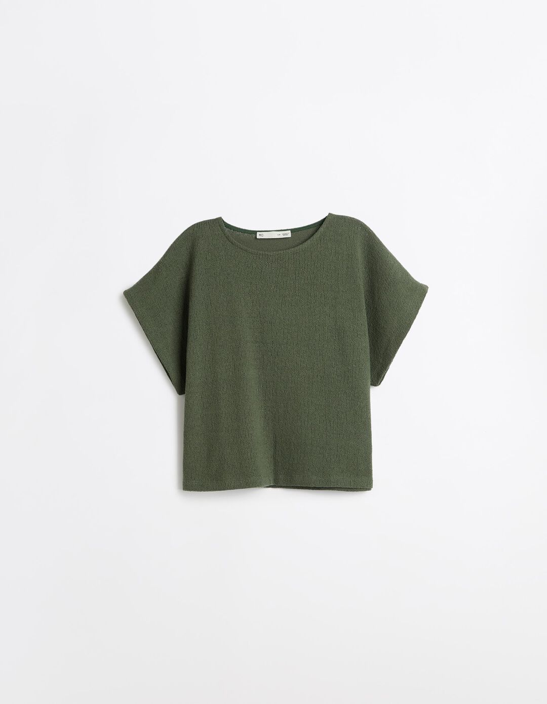 T-shirt Em Malha R&uacute;stica, Mulher, Verde Escuro