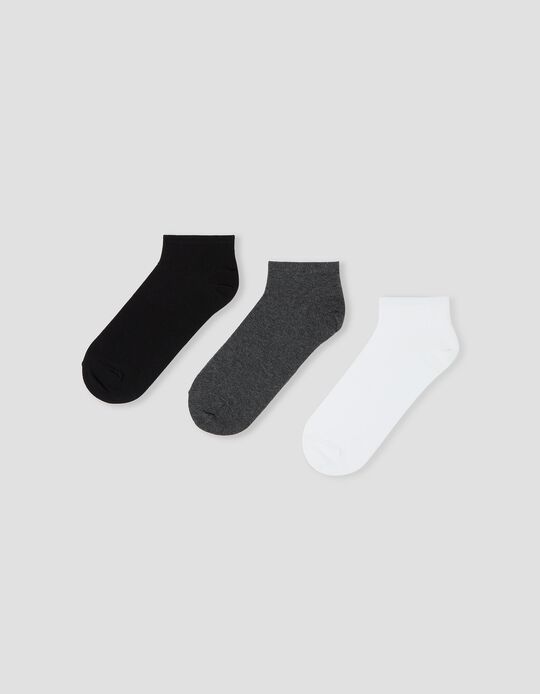 Comprar Online 3 Meias Curtas Lisas, Homem, Multicor