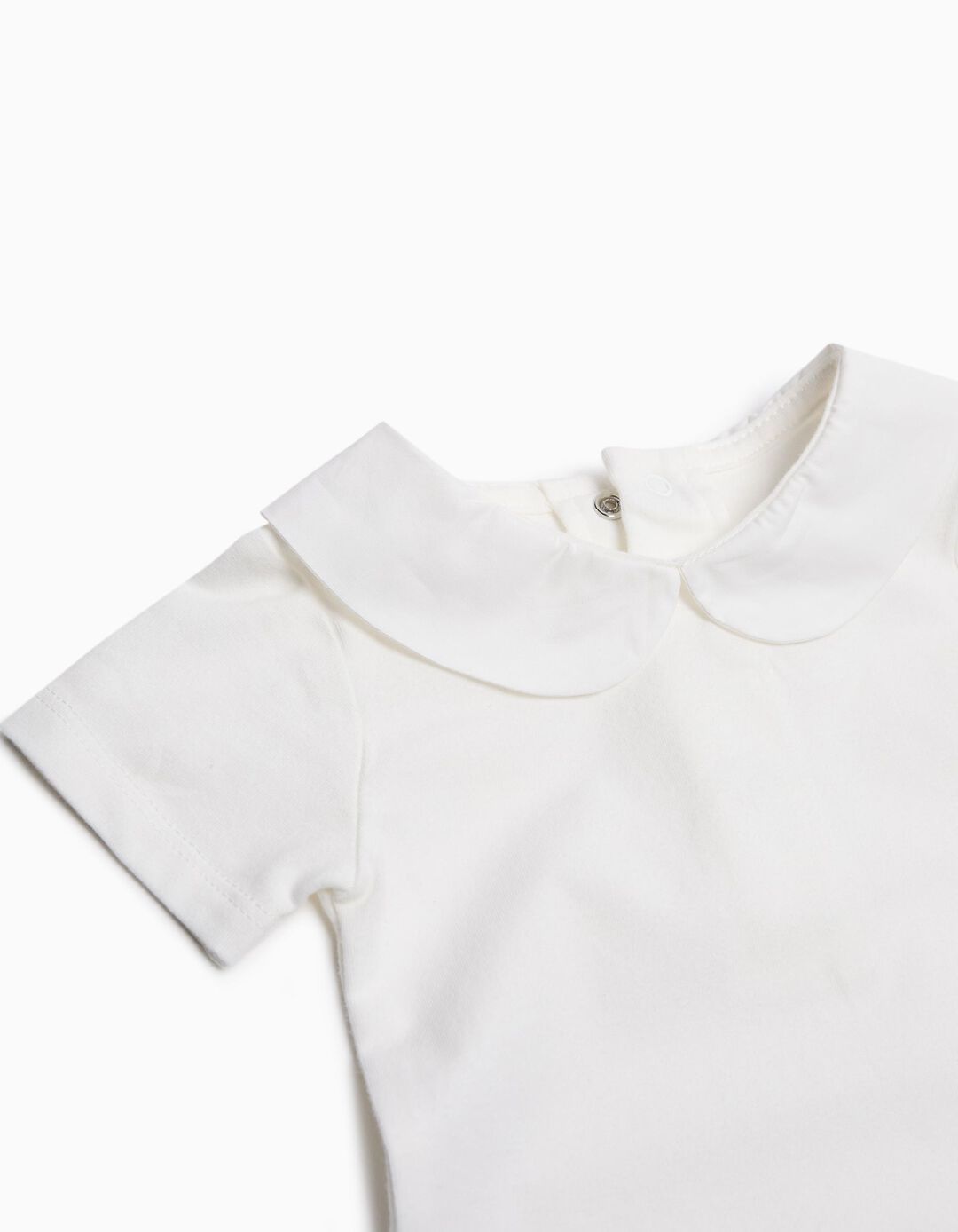 Body com Gola Peter Pan, Recém-Nascido, Branco 