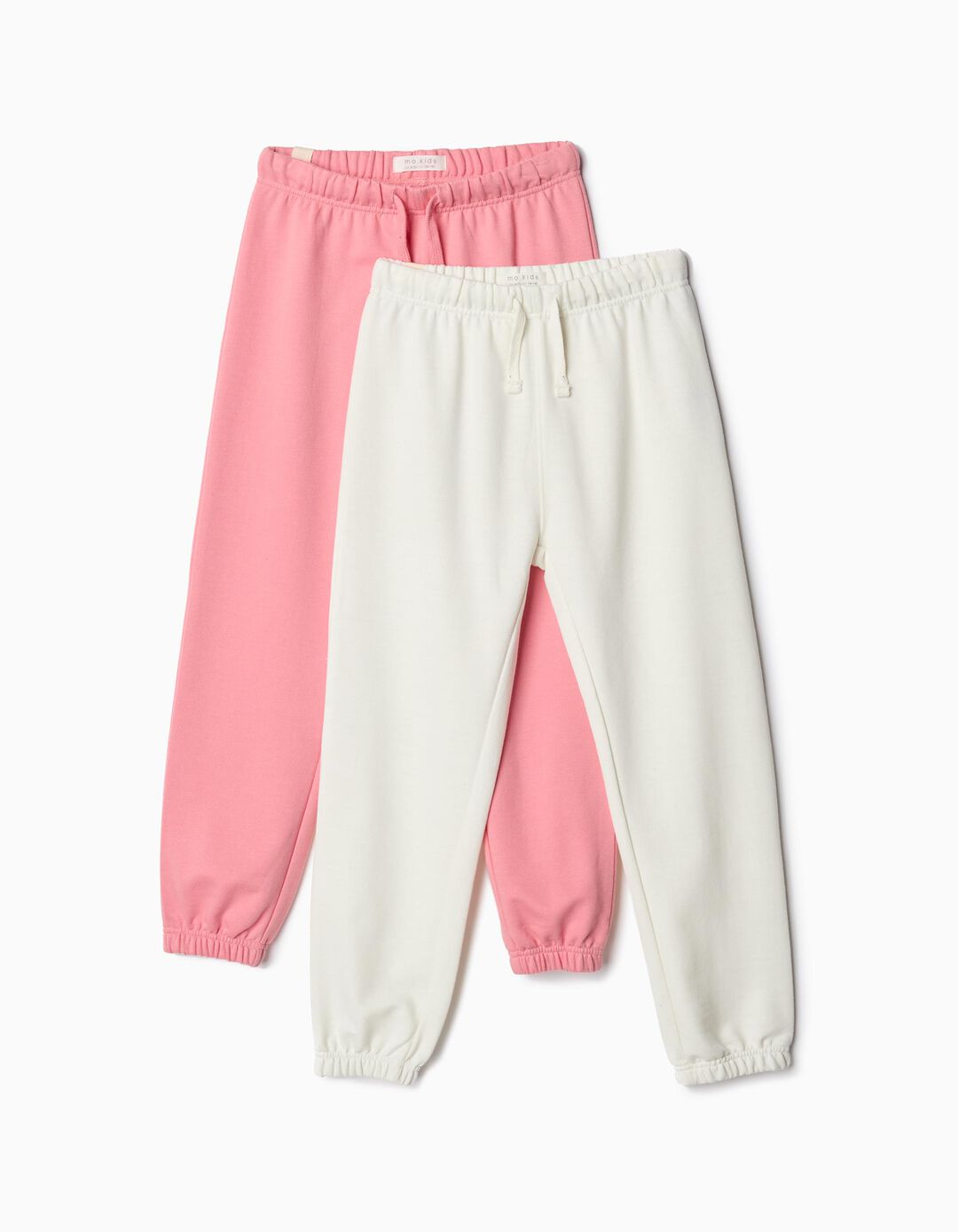 Pack 2 Joggers de Felpa, Menina, Rosa Claro/Bege Claro