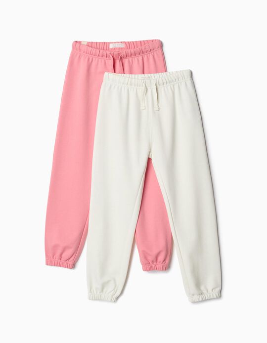 Comprar Online Pack 2 Joggers de Felpa, Menina, Rosa Claro/Bege Claro