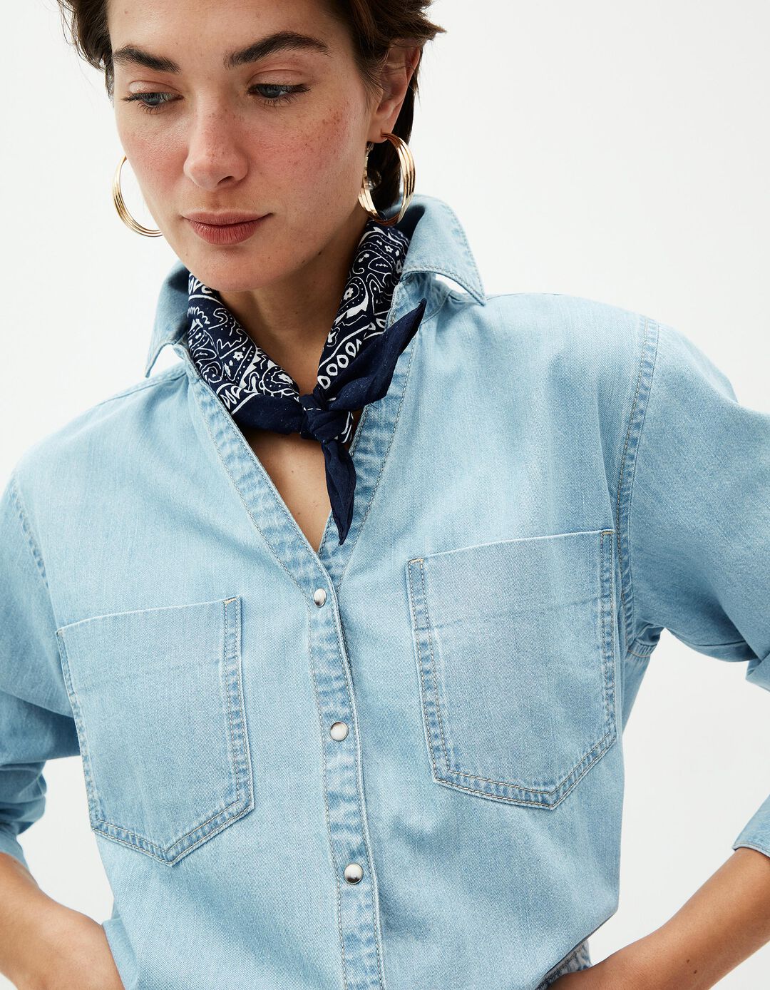 Sobrecamisa de Ganga, Mulher, Azul Claro