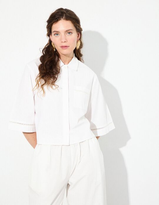 Comprar Online Camisa Curta, Mulher, Bege Claro 
