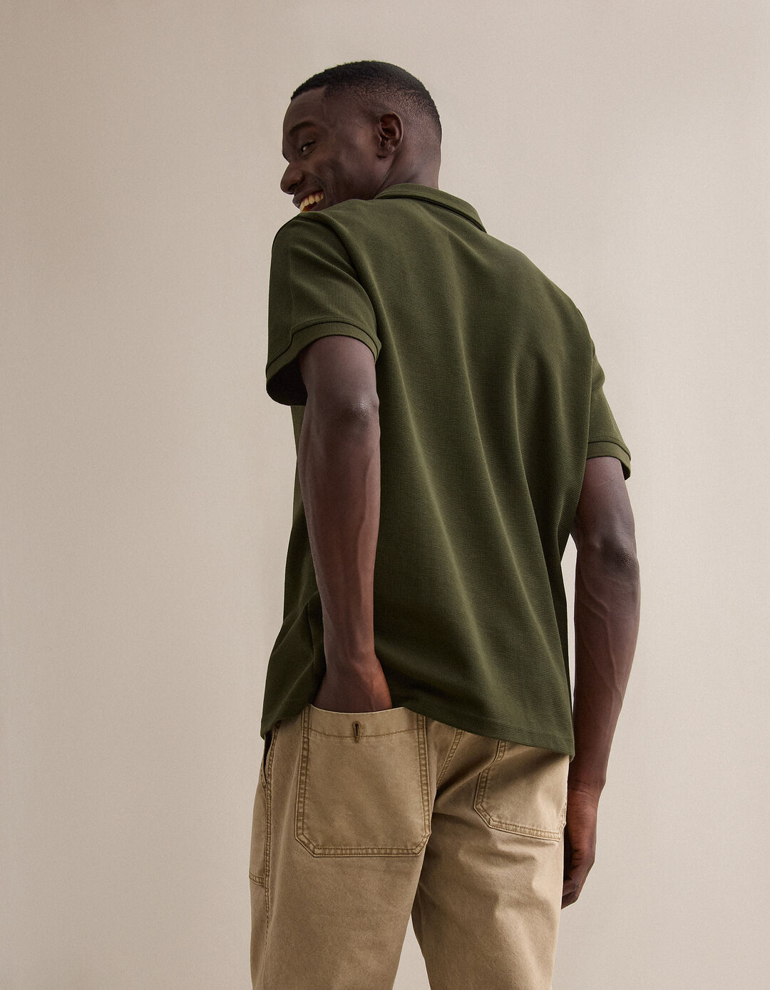 Polo Waffle, Homem, Verde Escuro