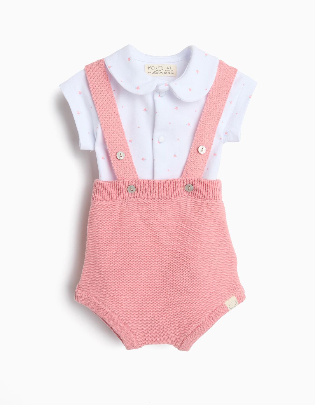 Conjunto Body e Macac&atilde;o, Rec&eacute;m-Nascido, Rosa Claro