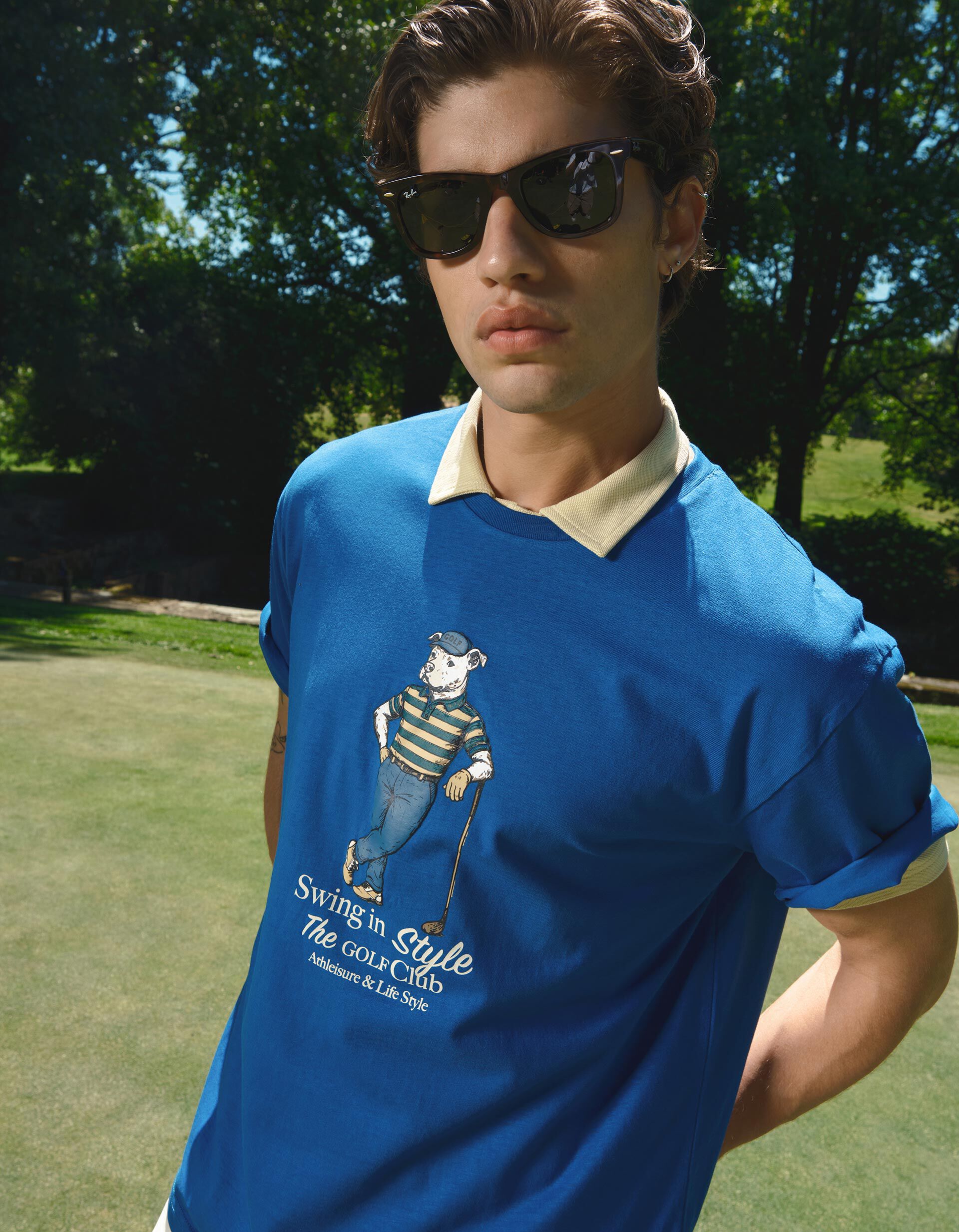 Comprar Online T-shirt Jersey Estampada, Homem, Azul Escuro